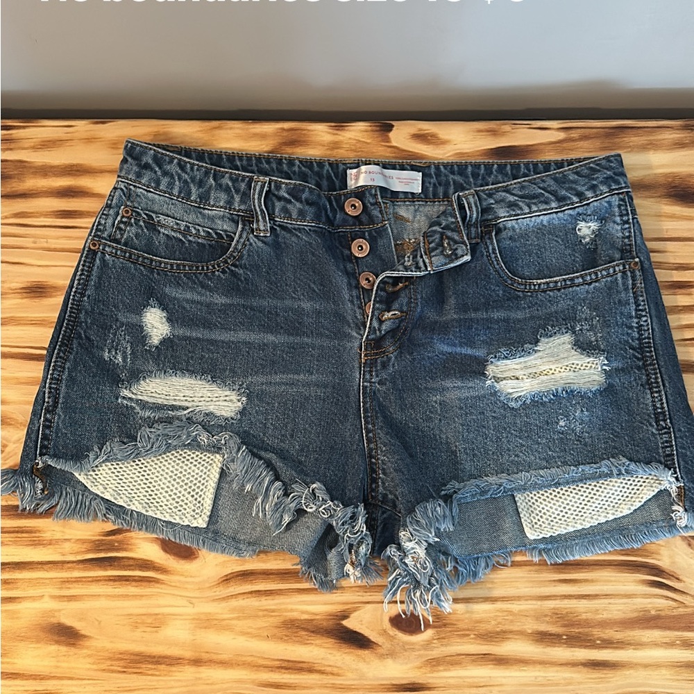 No Boundaries Blue Distressed Jean Shorts